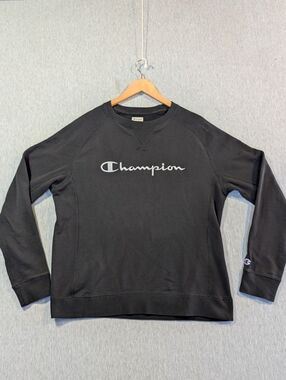 Champion Athletic Lightweight Sweatshirt Women's Large Black White Embroidered